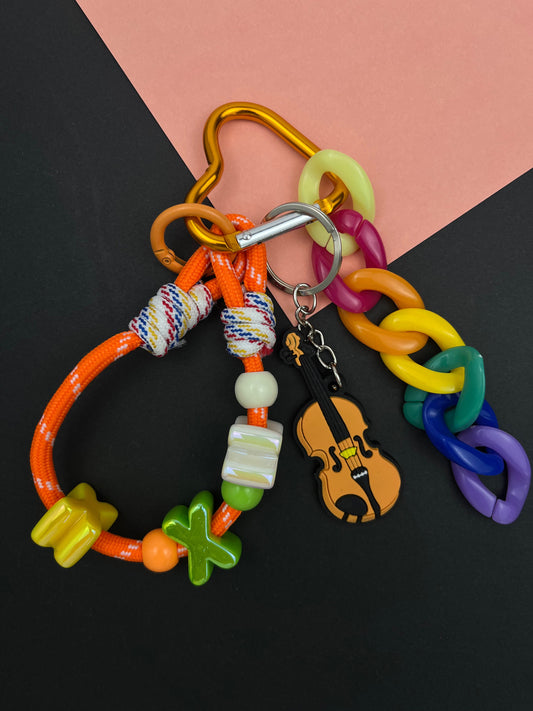 Colorful Violin Charm Keychain | Trendy Color Scheme, Full of Music Vibe