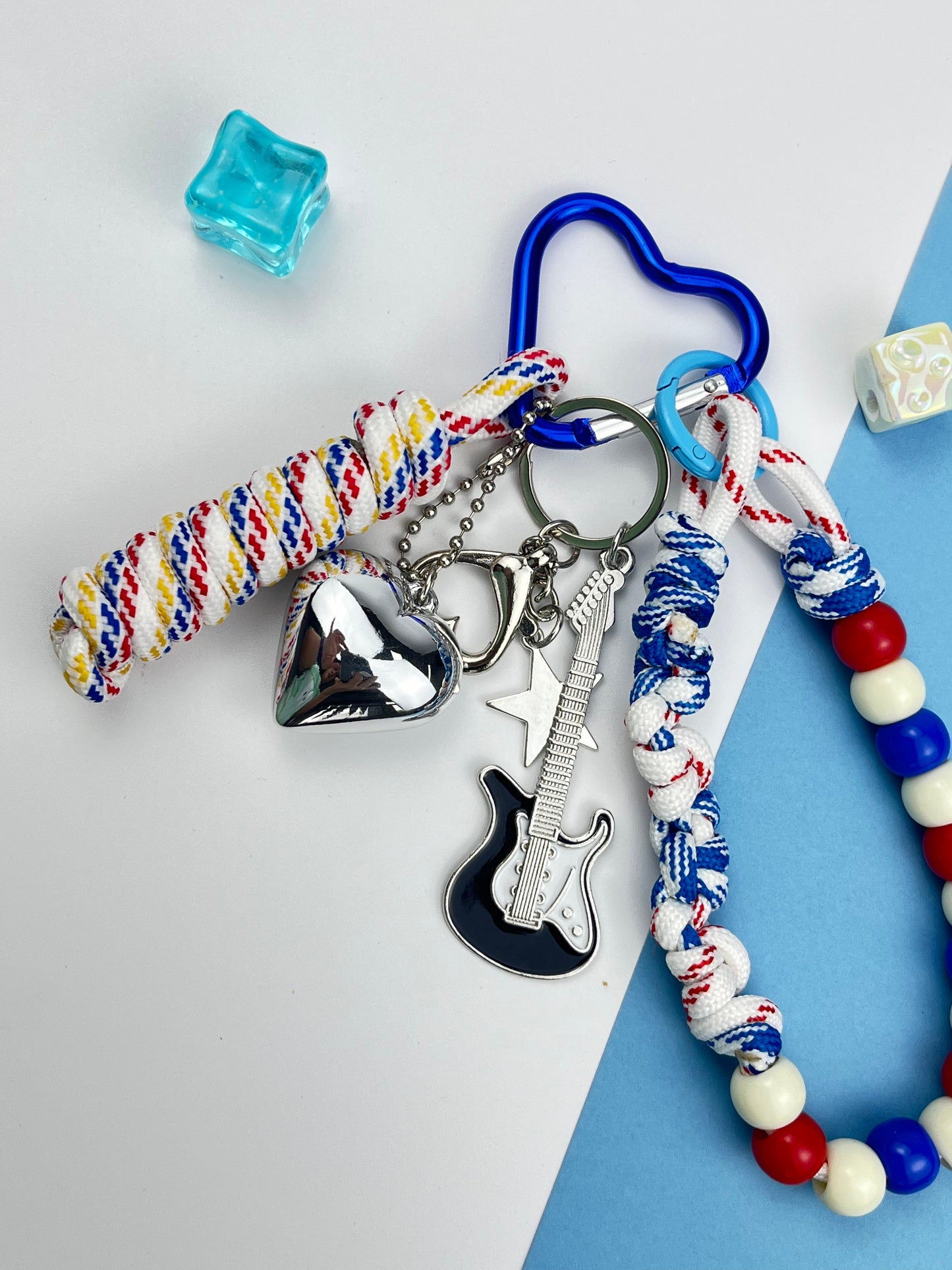Trendy Music - Style Keychain | Guitar Charm + Woven Rope, Eye - catching Color Match