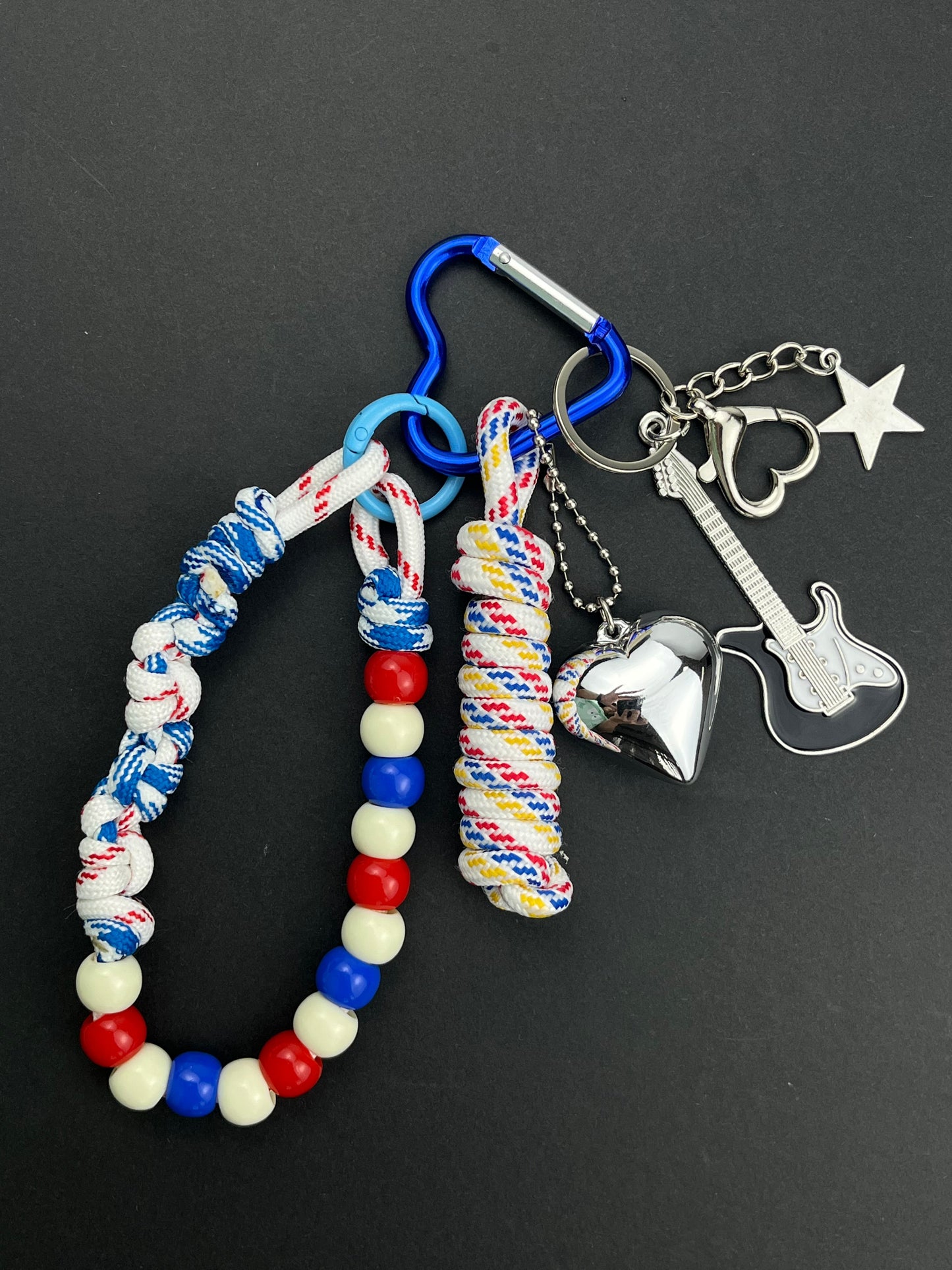 Trendy Music - Style Keychain | Guitar Charm + Woven Rope, Eye - catching Color Match