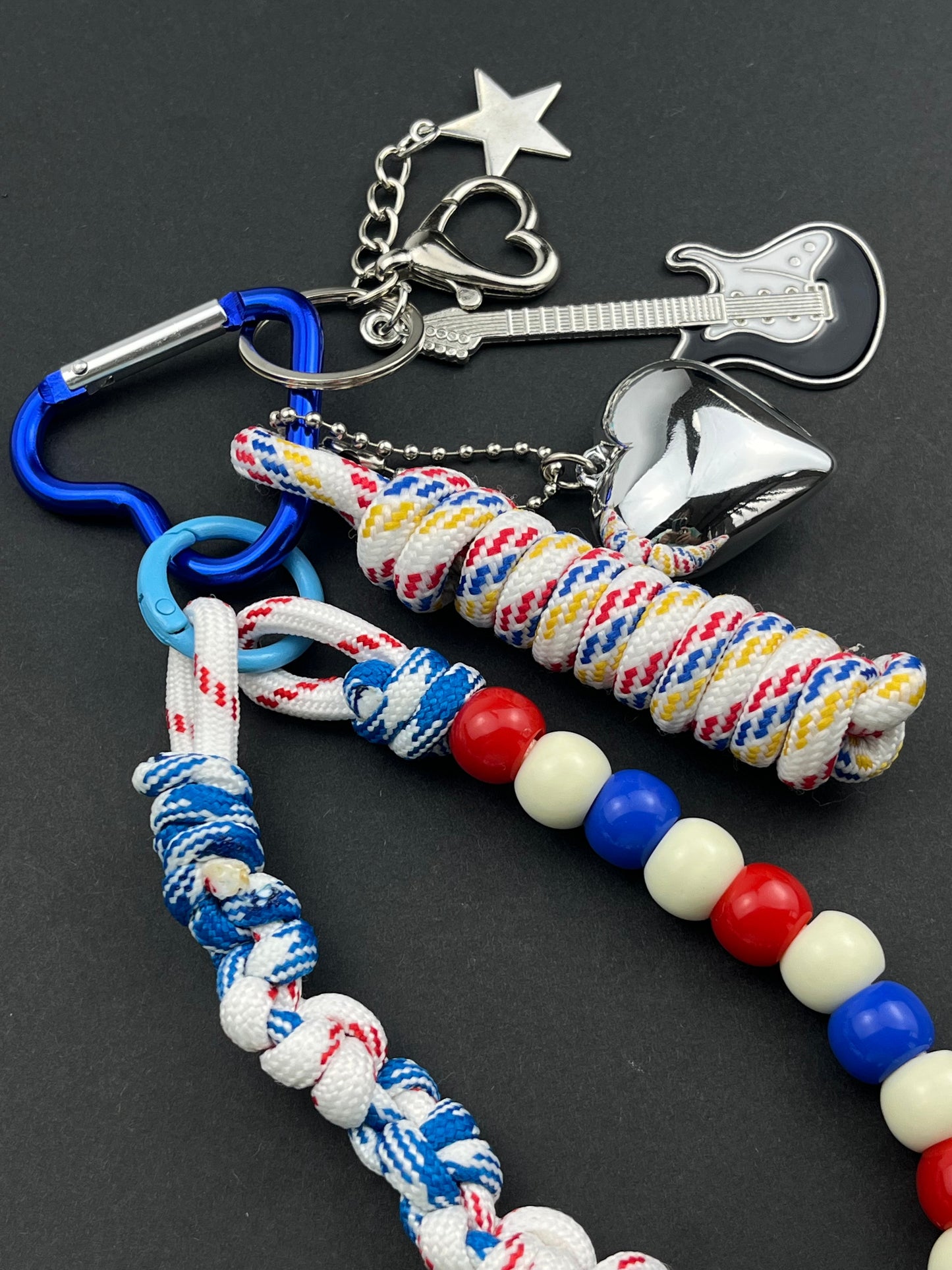 Trendy Music - Style Keychain | Guitar Charm + Woven Rope, Eye - catching Color Match