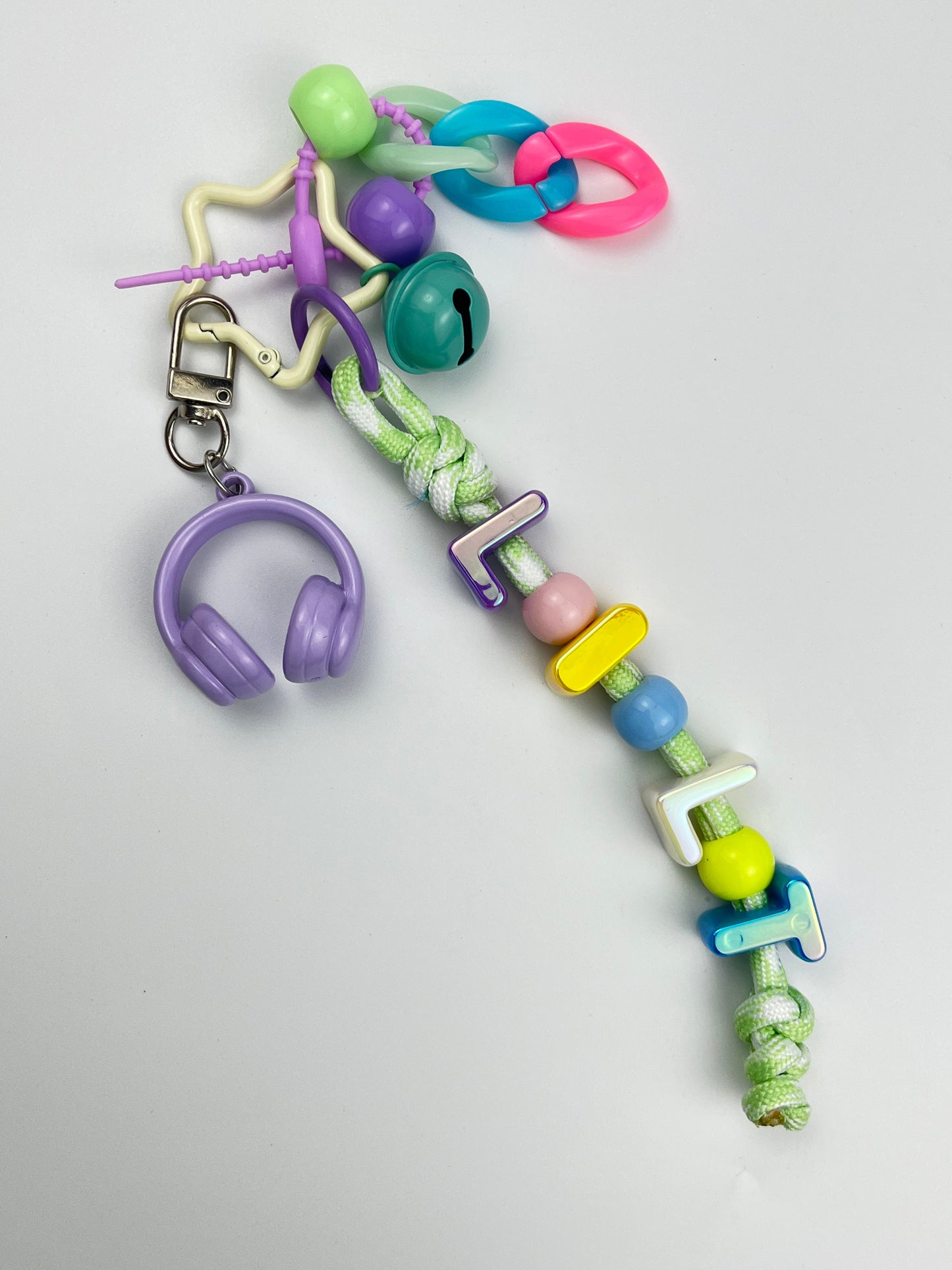 Colorful "LIVE" Music Keychain: Headphone & Bell Charms