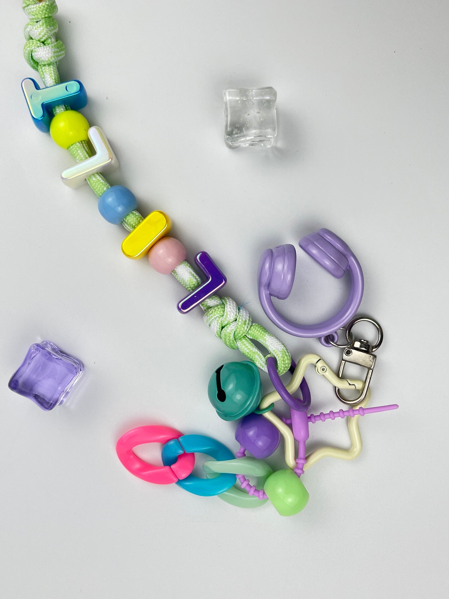 Colorful "LIVE" Music Keychain: Headphone & Bell Charms