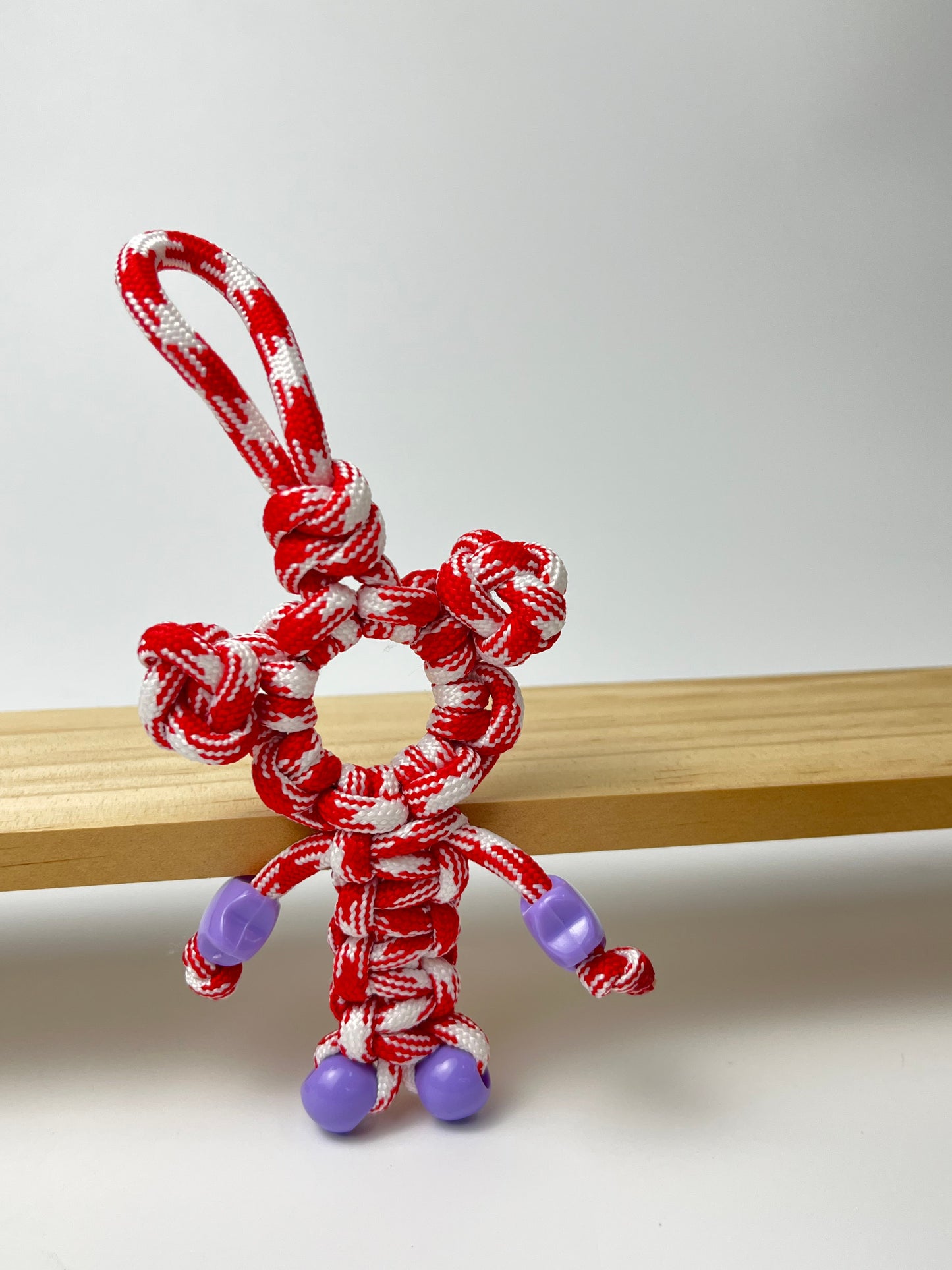 Handmade Paracord Bear Keychain, Cute Color - Blocking Charm