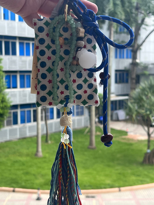 Handmade Paracord Blessing Ornament | “Peace and Joy” Jade Gourd Woven Pendant