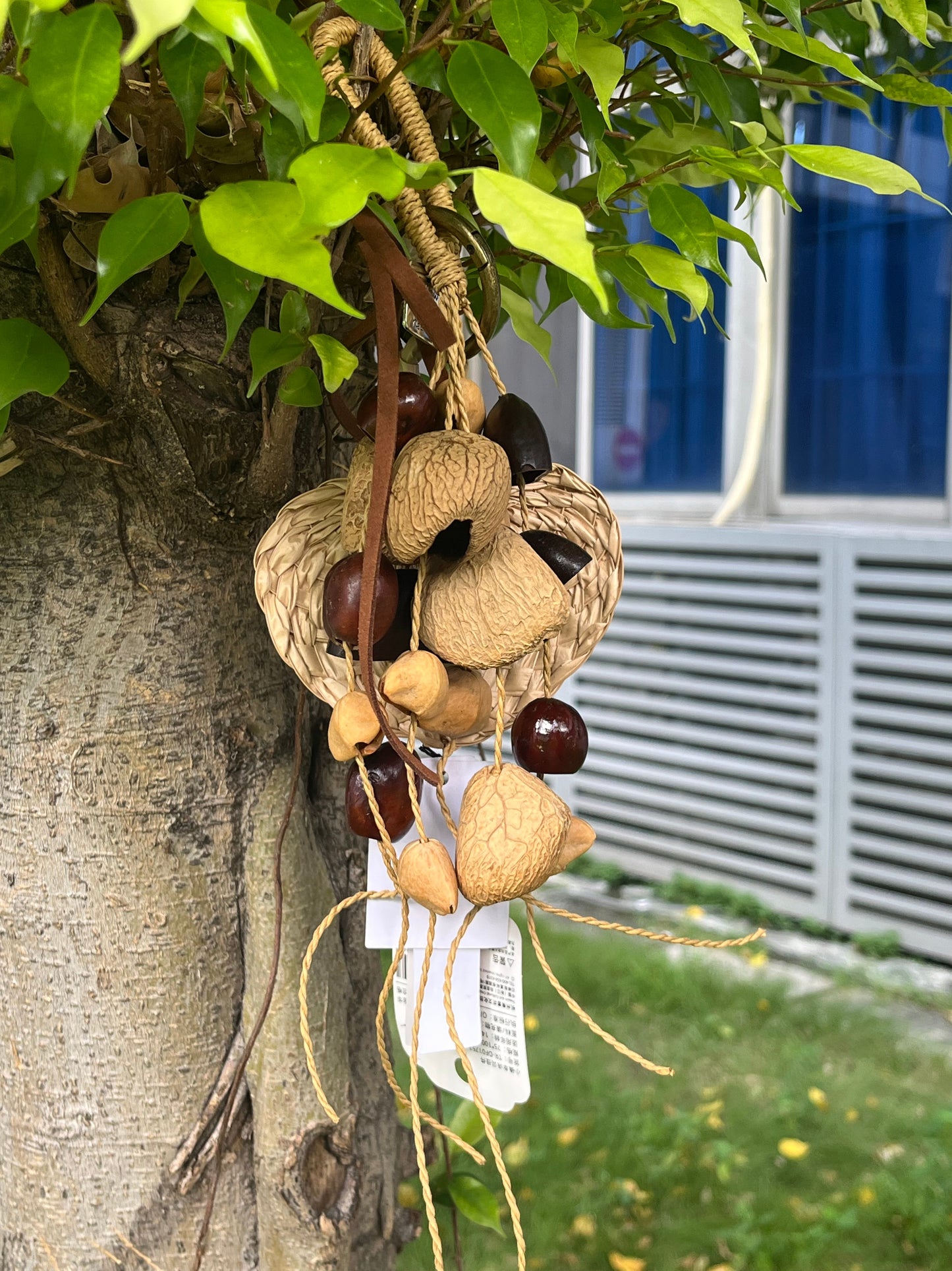 Hand - woven Fruit Shell Blessing Ornament, Small Woven Fan Adds Charm, Good Luck with You!