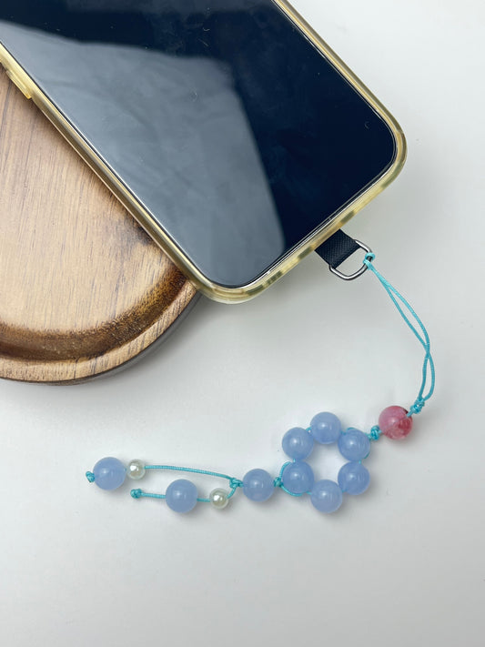 Handmade Jade Thread Light Blue Jade Phone Charm, Fresh Anti - Loss Accessory