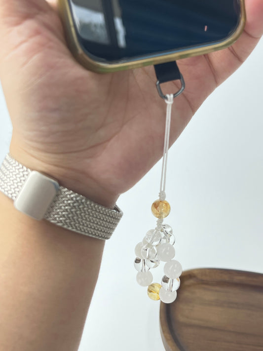 Handmade Jade Thread Multigem Crystal Phone Charm, Transparent & Healing Anti - Loss Accessory