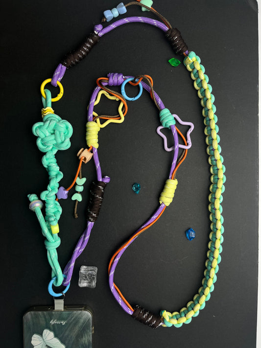 Handmade Paracord Colorful Lanyard Set, Creative Phone/Accessory Ropes