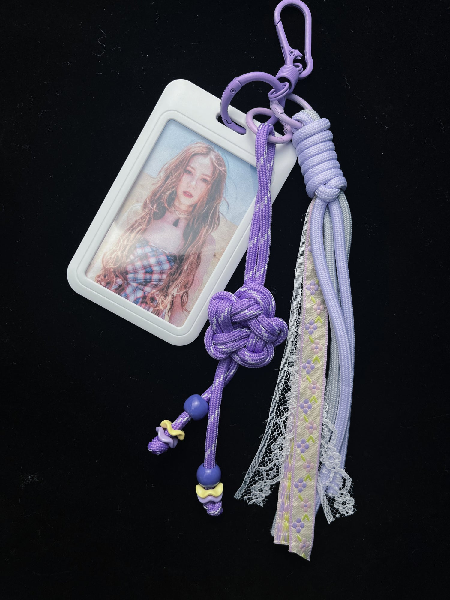 Handmade Purple paracord keychain with colorful beads — SHENG Craft