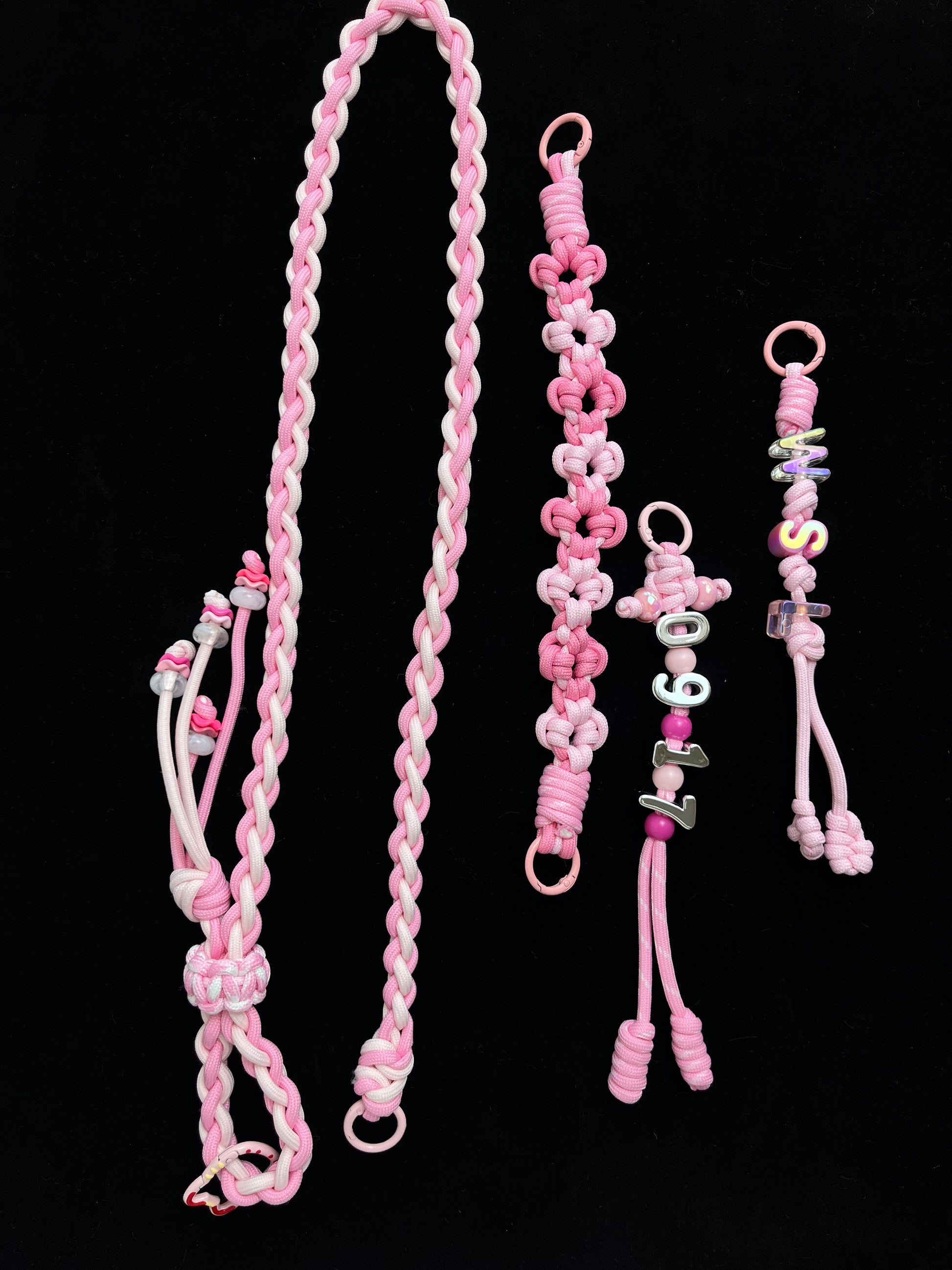 Handmade Pink paracord lanyard with colorful beads — SHENG Craft