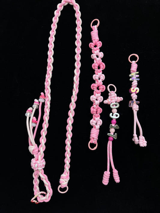 Handmade Pink paracord lanyard with colorful beads — SHENG Craft