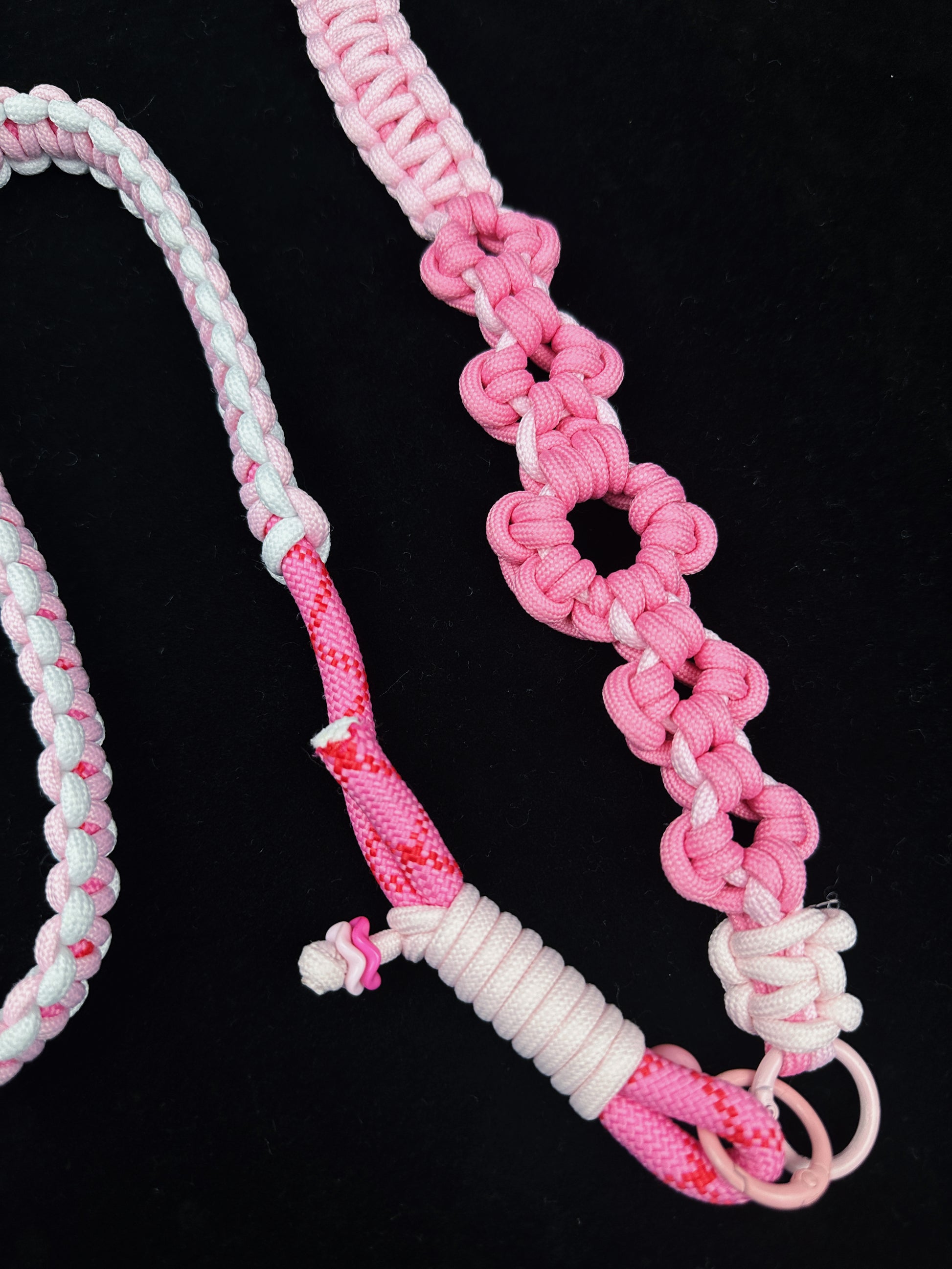 Hand-woven paracord heart detail close-up — Handmade by SHENG